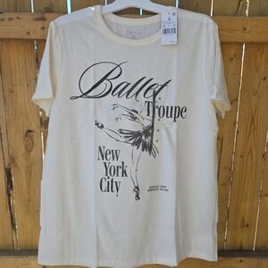 Zoe + Liv "Ballet Troupe" Graphic T-Shirt Whisper White  Size Medium